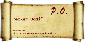 Pecker Odó névjegykártya